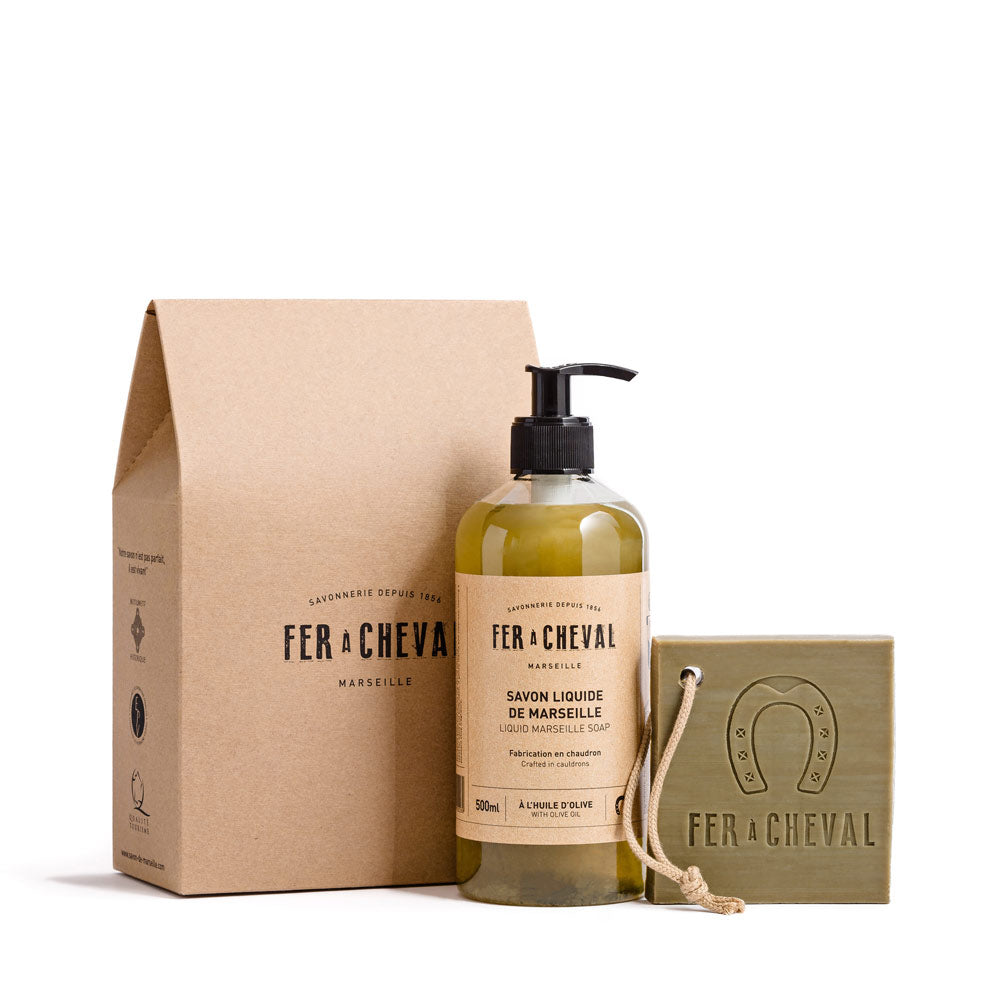 Duo Pure Olive Marseille Soaps - 500ml liquid and 125g slice