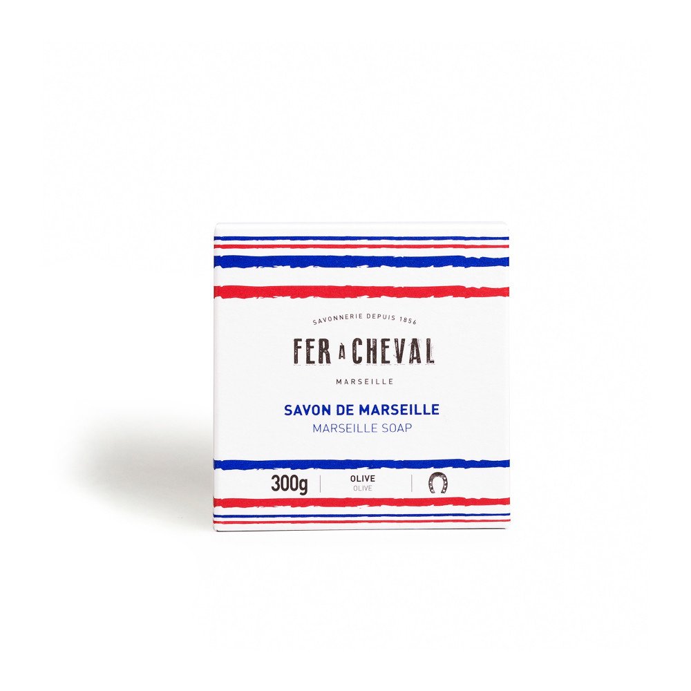 Marseille Soap Cube Olive 300g Blue White Red
