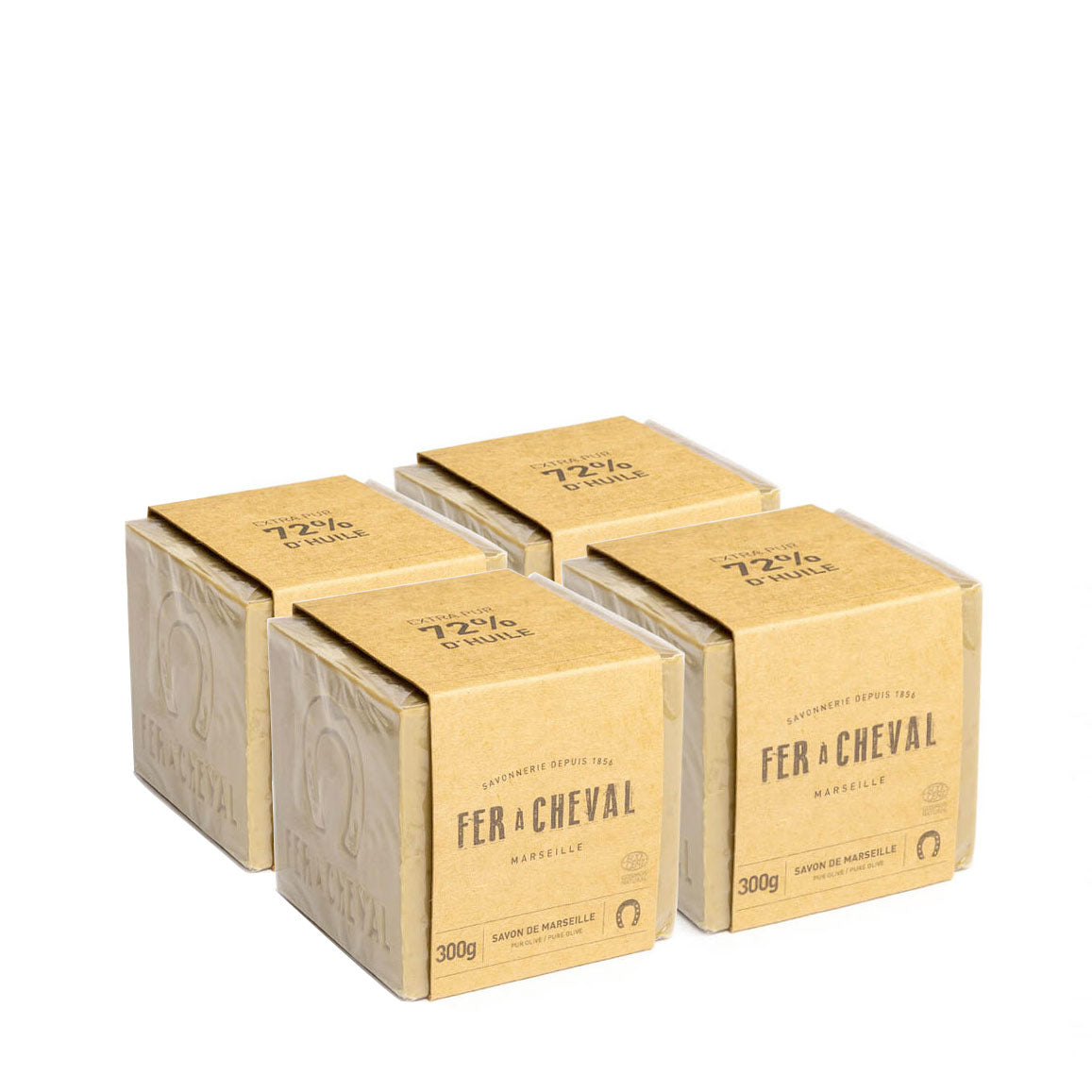 Set of 4 Marseille Soaps Cube Pure Olive 300g