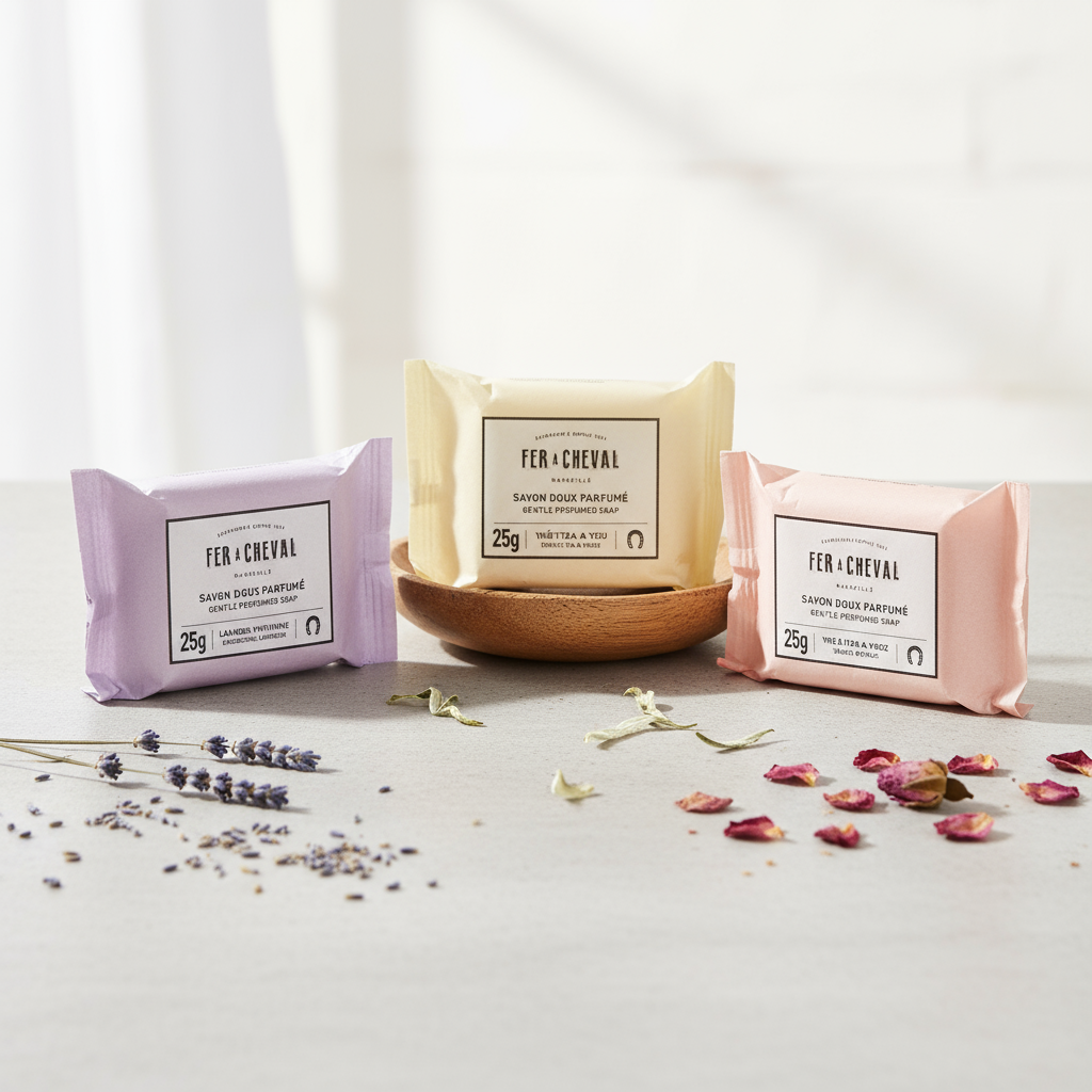 prends mes référence de savon 25g doux parfumés lavande, thé blanc yuzu et rose